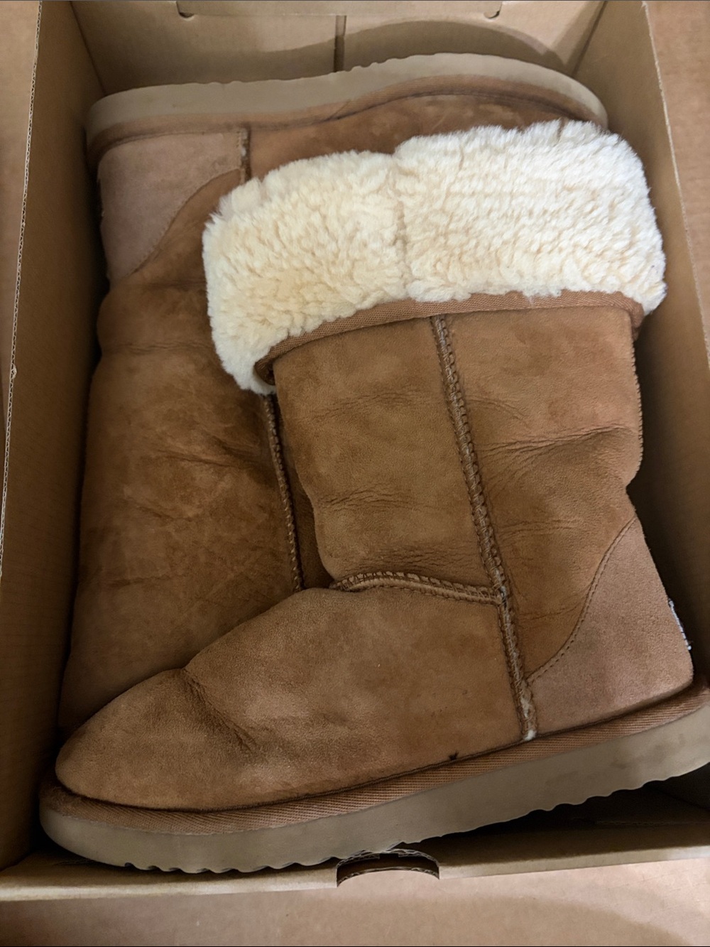 UGG Chestnut Suede Shearling Cuff Women's boots -